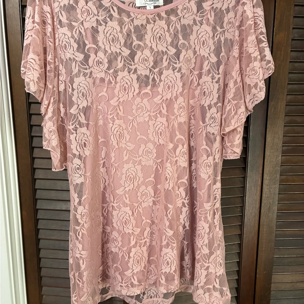 Elegant Pink Lace Women’s Top